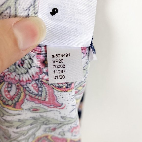 LOFT Navy Blue Floral Drawstring Midi Dress M - Picture 6 of 8